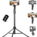 UBeesize 62" Phone Tripod & Selfie Stick, Camera Tripods Stand with Wireless Remote and Phone Holder,Compatible with iPhone Android Phone, Perfect for Selfies/Video Recording/Live Streaming Black