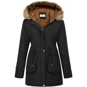 GRACE KARIN Women's Winter Coats Fleece Parkas Anoraks Hooded Military Jacket Coats (X-Large, Black)