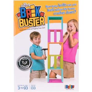 Strictly Briks Brik Buster Tower Toppling Game Patent Pending | Stack'em High then Bust'em Down! | Award Winning Game Created by Kids for Kids | Fun for All Ages 3+ | 2+ Players | 133 Pieces