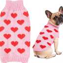 Dog Sweaters for  Dogs Heart Pink Dog Sweater Cute Puppy Sweaters Girl Dogs Outfit Knitted Pet Clothes, Pink Hearts, XL