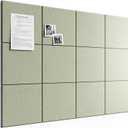 Bumusty Large Cork Board 48" x 36" Alternative - 12 Pack Felt Wall Tiles with 70 Safe Removable Adhesive Tabs, 30 Pushpins, Cork Boards for Walls Pin Board Bulletin Board Office Decor (Sage)