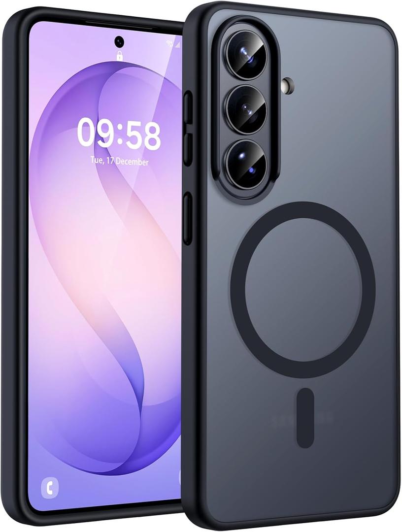 TOCOL for Samsung Galaxy S26 Case, Compatible with Magsafe, Full Camera Protection, Built-in Magnetic, Drop Protection, Translucent Matte Phone Case for S26 6.3 inch (Black)