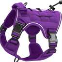 Heavy-Duty Tactical Dog Harness for Large Dogs, No Pull Adjustable Reflective Pet Vest with Molle System, K9 Military-Grade Control for Service Training, Outdoor & 10+ Breeds, Purple, Small