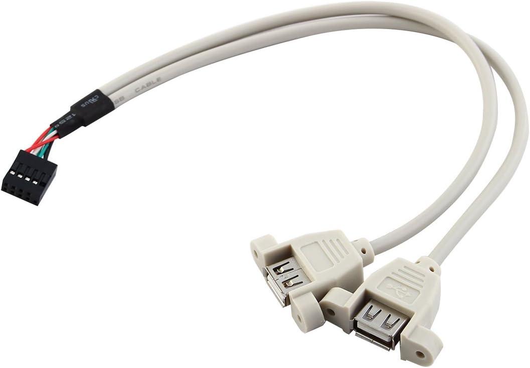 uxcell Motherboard USB 2.0 9 Pin Header to 2 Ports A Female Adapter Cable