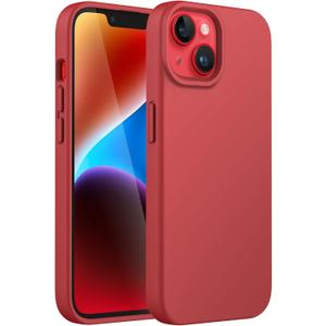 JETech Silicone Case for iPhone 14 6.1-Inch, Silky-Soft Touch Full-Body Protective Phone Case, Shockproof Cover with Microfiber Lining (Red)