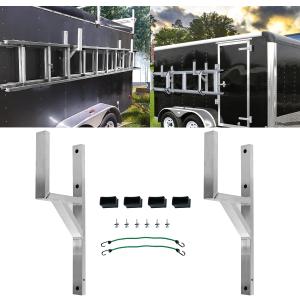 Ladder Rack for Trailer 2 Racks Side Mount Ladder Racks Heavy Duty Aluminum Ladder Racks with Bungee Cords, Trailer Ladder Rack Fit for Open and Enclosed Trailer Side Wall