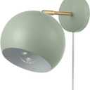Globe Electric 65866 Willow 1-Light Plug-in or Hardwire Wall Sconce, Sage Green, Matte Brass Accent, Bulb Not Included