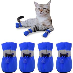 YAODHAOD Dog Shoes for Small Dogs, Puppy Dog Boots & Paw Protector for Winter Snowy Days, Anti-Slip Sole Dog Booties for Indoor Hardwood Floor 4PCS (Blue,Size: 6)