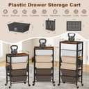 Rolling Cart with Drawers, Rolling Storage Cart with Large Plastic Drawers & Wooden Tabletop, Utility Cart with Pegboards & Basket, Storage Drawers Cart for Living Room, Classroom, Bedroom, Office