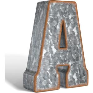 CraftyCrocodile 7" Galvanized Metal Letters for Wall Decor - 3D Letter A for Hanging & Free Standing - Decorative Rustic Alphabet Letters for the Living Room, Bedroom, Kitchen