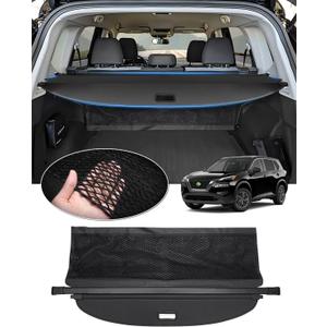 Cargo Cover for Nissan Rogue S SV SL Platinum 2026 2025-2021 Accessories, Trunk Cover with Extra Storage Net, Retractable Security Shield Shade Upgraded Version (Not for Rogue Sport/Select)