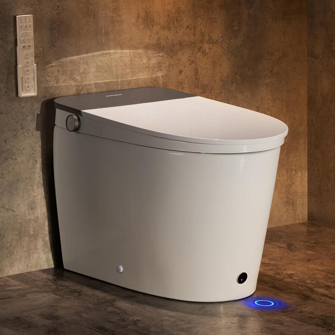 Casta Diva Smart Toilet with Bidet Built in, Auto Open/Close Lid, 1000g MaP Flush, Heated Comfort Seat & Foam Dispenser, Foot Sensor, Bidet Toilet with Tank (CD-K030)