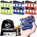 FitBeast Finger Strengthener, Finger Exerciser 2-Pack, Hand Exerciser for Improve Dexterity and Strength in Fingers, Hands, Forearms–Grip Strength Trainer for Musicians, Climbers (2 Piece Set)