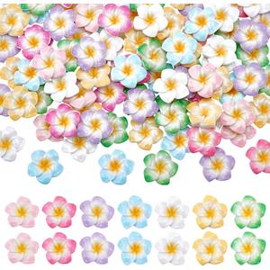 UNICRAFTALE 105Pcs 7 Colors Plumeria Flower Cabochons Resin Floral Flatback Bead Chrams 3D Mini Hawaii Flower Cabochon for Crafts Scrapbooking Embellishments Cellphone Case Making
