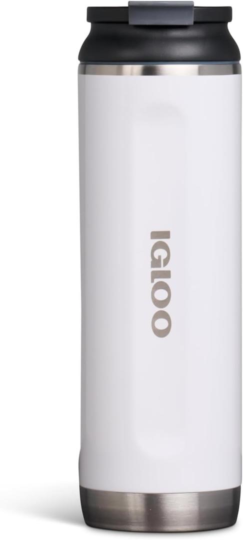 Igloo Flip 'n' Sip Tumbler | Stainless Steel Water Bottle (20 Oz White)