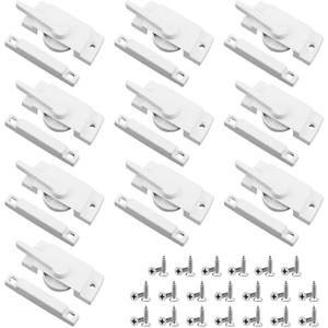 Sliding Window Sash Locks, 10 Pack Cam Action White Window Locks with Screws, Zinc Alloy Window Sash Lock and Keeper Replacement for Vertical and Horizontal Sliding Windows(White)