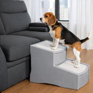 Pet Gear Easy Step II Pet Stairs, 2 Step for Cats/Dogs up to 150 Pounds, Portable, Removable Washable Carpet Tread, No Tools Required, Sea Salt