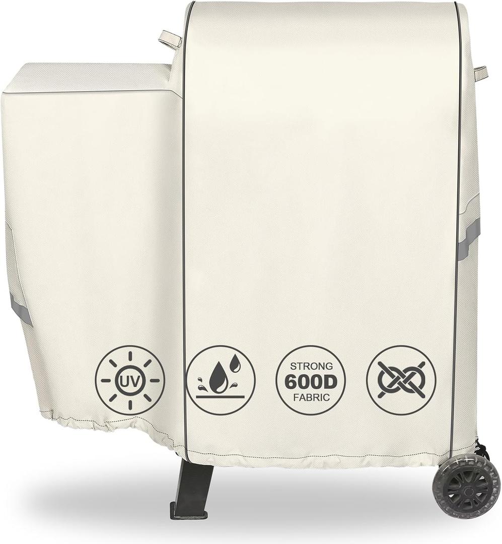 Grill Cover for Pit Boss Pro Series II 600, Pit Boss 600/Pro 600, Lexington 500/540 Wood Pellet Grills PB600PS1-600D Heavy Duty Waterproof Fade Resistant Grill Cover with Elastic Drawstrings, Beige