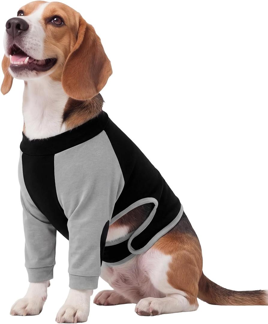 Kuoser Dog Surgery Recovery Suit for Front Legs, Dog Long Sleeve Shirt with Elbow Protector Pad, Knee Brace Wrap for Dogs, Pet Leg Sleeve to Stop Licking Joints Wounds or Cover Skin Diseases Small