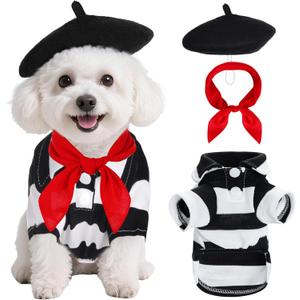 choyaxo Artist Dog Costume Including Artist Dog Beret Small Square Scarf Shirts for Halloween, (Medium)