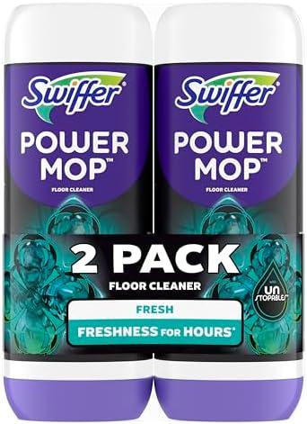 Pack of 2 Swiffer PowerMop Floor Cleaning Solution with Unstopables Fresh Scent, PowerMop Refills, Floor Cleaner for Mopping, 25.3 fl oz, 2 Pack
