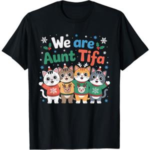 Cats We are All Aunt Tifa Christmas Cats Love T-Shirt, L