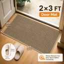 3′ x 5′ Indoor Door Mat, Ultra Thin Linen-Look Non-Slip Entryway Rug