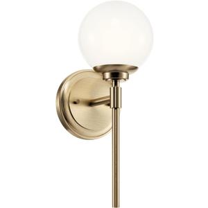Kichler Benno 1-Light Wall Sconce, Modern Light with Opal Glass in Champagne Bronze, for Bathroom, Powder Room, Kitchen, Bedroom, or Hallway (13.75" x 5.25"), 55170CPZ