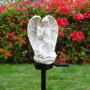 Guardian Angel Garden Decor Solar Light Outdoor Yard Statues Outside Decorative Mom Dad Grave Decorations for Cemetery Mother Memorial Gifts Lighted Figurines Christmas
