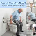 26 Inch Toilet Grab Bar with Leg for Bathroom, Wall & Floor Mounted Stainless Steel Handicap Grab Bar, Brushed Nickel Anti-Slip Knurled Grip, Safety Rail for Elderly, Disabled and Pregnant
