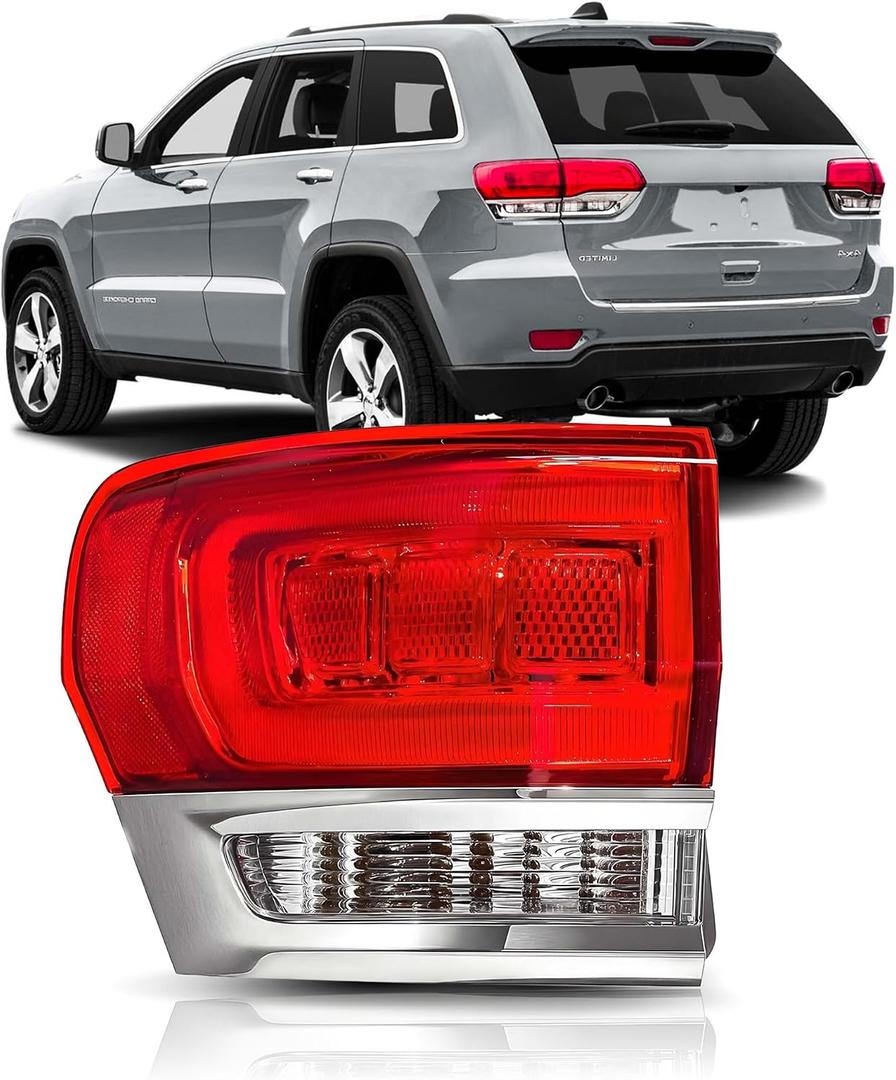 Left Driver Side Outer Tail Lights Assembly Compatible with 2014-2021 Jeep Grand Cherokee Taillights Rear Brake Lamp, Replace OE#68110017AC