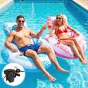 Inflatable Pool Float Adult with Built-in 50W Air Pump, Heart Shape Pool Float Chair with Cup Holders, Heavy Duty Floating Lounge Chairs for Pool, Beach, Lake & Summer Water Party Relaxation(Blue)