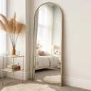 Arched Floor Mirror, 58 "x 18" Full Length Mirror Wall Mirrors Hanging or Leaning Arched-Top Full Body Mirrors with Stand for Bedroom, Dressing Room, Gold