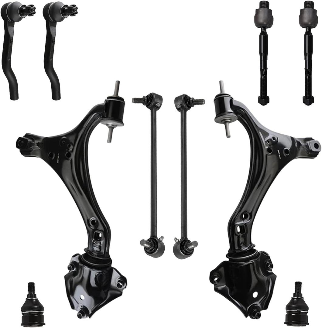 ALADICHE 10Pcs Front Lower Control Arm With Ball Joint Sway Bar Inner Outer Tie Rod Compatible With 2013-2017 Honda Accord Manual Transmission