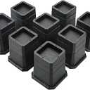 BTSDhome Adjustable Bed Risers 2,3 or 4 Inch Heavy Duty 8 Pack Furniture Risers Dorm Bed Risers Table Desks Legs Blocks Black