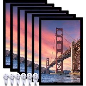 6 Sets 14x22 Picture Frame, Frames for 14 x 22 Canvas Collage Photo Poster Certificate Wall Gallery, High Transparent Horizontal Vertical Black 14 by 22 Inches