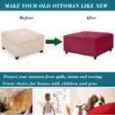 HFCNMY Stretch Knitted Jacquard Ottoman Cover - Thick Washable Slipcover for Square Storage Ottoman With Elastic Bottom - Red X-Large