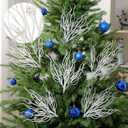 Vercraft 8 Pcs White Coastal Christmas Decorations Artificial 15.7inch Artificial Flowers Glitter Coastal Ornaments for Christmas Tree Ocean Beach Coral Nautical Treebranch Stem Pick Filler for Vase