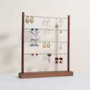 GemeShou Walnut earrings display stand for selling, wooden jewelry earring organizer shelf, wood earring storage organizer rack for boutique storeEarring shelf-Large (Brown)
