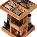 Cologne Organizer for Men, Solid Acacia Wood 3-Tier Rotating Stand - Natural Grain Bathroom & Vanity Organizition for Perfume & Skincare, Premium Desk Decor, Unique Birthday Gifts