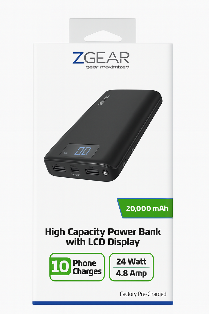 ZGEAR High Capacity Power Bank With LCD Display 