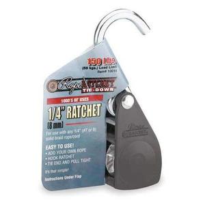 Rope Ratchet, Hook, 1/4 In.W, Steel