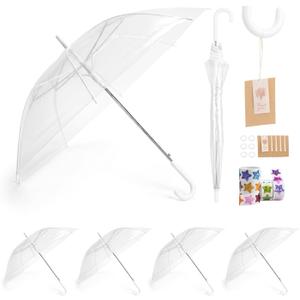 Clear Umbrella for Wedding with White Ribs,for Photography,Thankyou cards