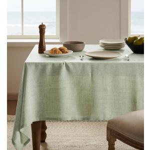 Linen Tablecloth for Rectangle Table 60x84 Inch Green, Farmhouse Style Sage Green Tablecloth, Water Resistant Burlap Tablecloths for Dining Table Farmhouse Kitchen
