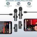 Generic 2 Pack Type C Mini Wireless Lavalier Microphone for iPhone 15, iOS and Android, for VideoLiveShows Interviews Vlogs,Tiktok YouTube Vlogs, Black,a Adapter Includes