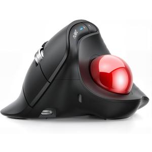 Nulea M514 Wireless Trackball Mouse - Reduce Wrist Strain with Ergonomic Vertical Design - Precision Thumb Control, Quiet Clicks, 3-Device Bluetooth & USB, Rechargeable for PC/Mac, Black