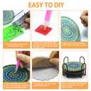 Libfx Diamond Art Coasters Kit with Holder, 8 Pcs Diamond Art Coasters for Adults Kids Beginners Crafts Gifts (Sun-Moon)