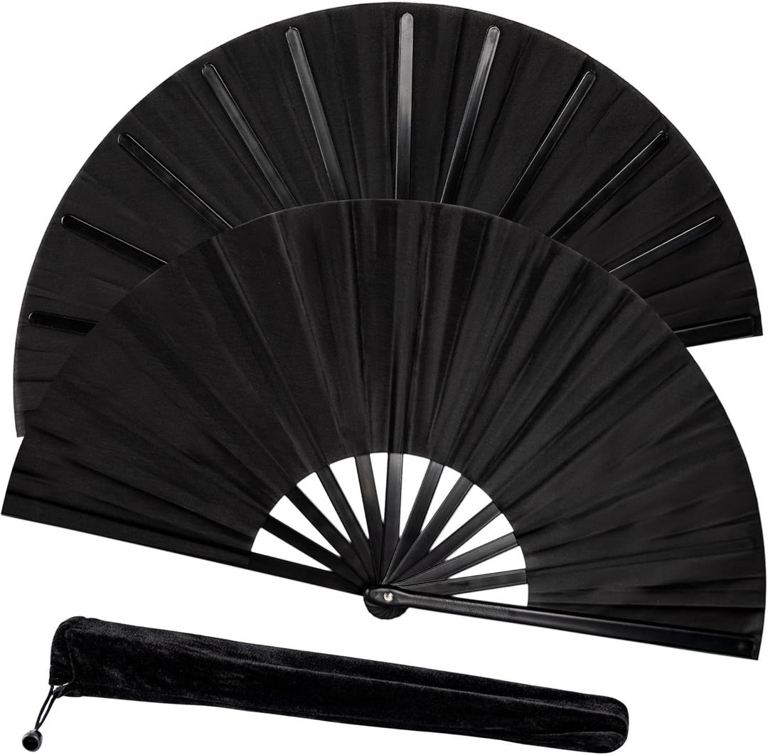 Fans for Line Dancing, Hand Fan Foldable, Rave Fan Clack, Boots on The Ground, Pop Fans Clacking Handheld for Women Folding (Black)