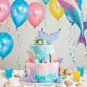 21pcs Mermaid Cake Topper - Mermaid Tail Cake Decorations with Seaweed Shells Starfish Coralal Under the Sea Cake Decorations for Birthday Party Decorations (Blue Purple)