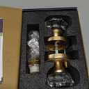 Gold Door Knobs Glass Door Knob Brushed Gold Passage Door Knobs Square Crystal Satin Brass Interior Door Knob for Hall and Closet, 1 Pack